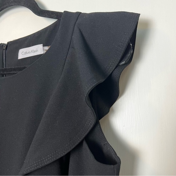 Calvin Klein - Black Ruffle Sheath Dress - Sz. 10 - Picture 4 of 8